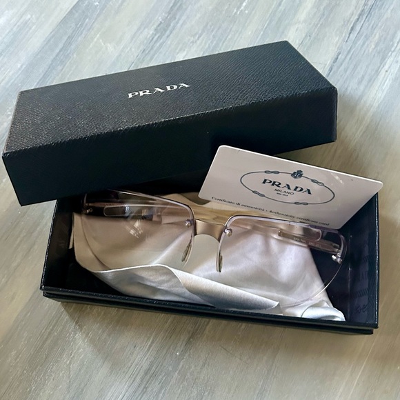 Prada RARE Sunglasses Full Inclusion SPR 75A - 2AC-1L1 Transparent Purple - Picture 16 of 16